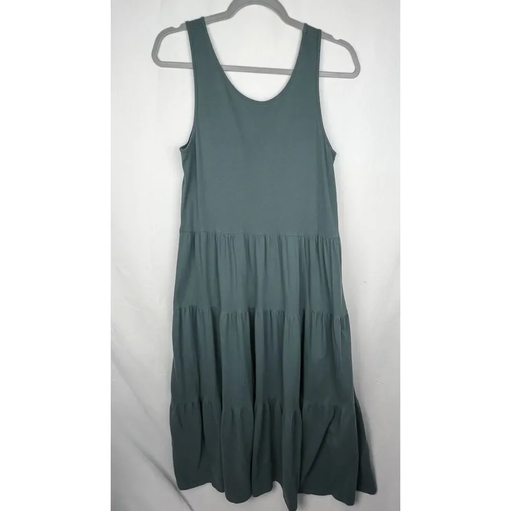J. Crew Broken-in Jersey Tiered Sleeveless Maxi Dress Sage Green Size S